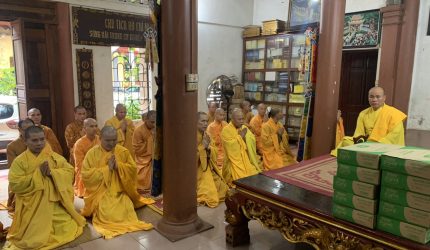 Trang nghiêm lễ cúng tạ ơn Phật Tổ sau 3 tháng an cư kiết tạ tại trường hạ chùa Hồng Phúc
